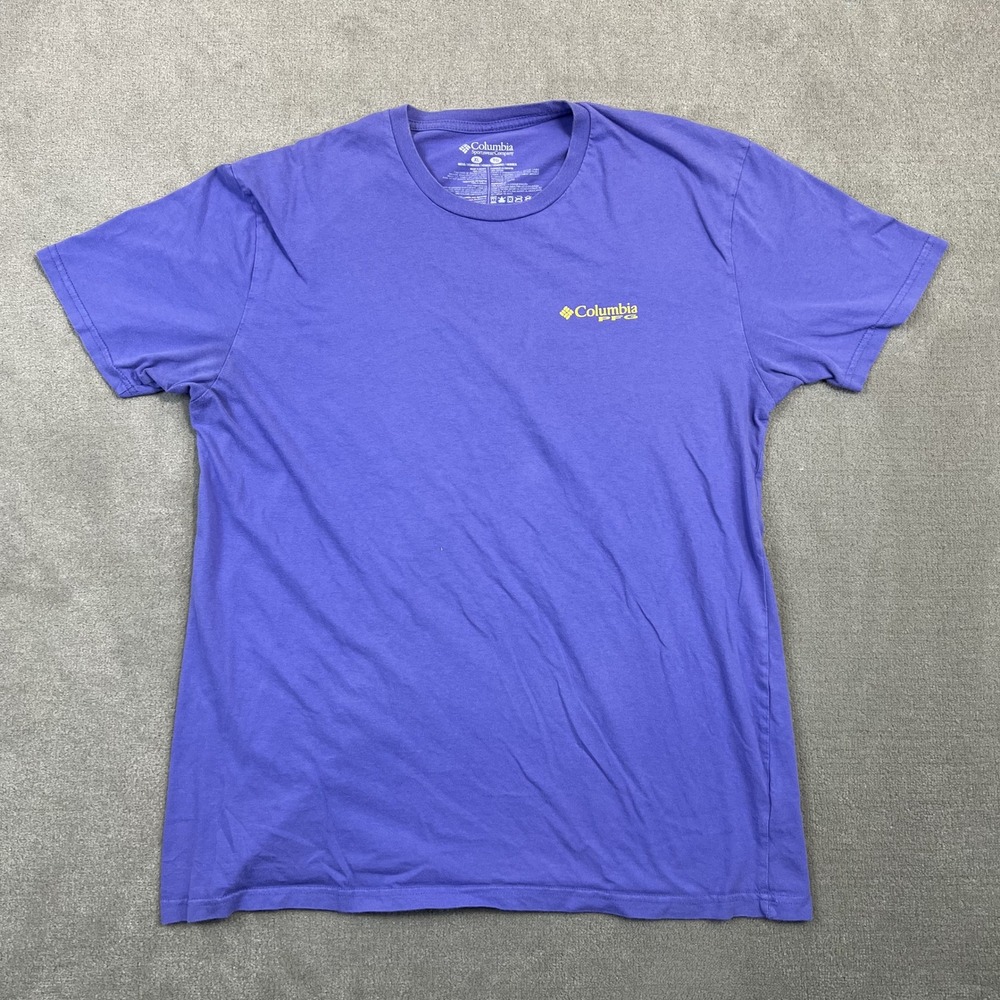 Columbia PFG T Shirt Mens XL Purple Cotton Graphic Performance Fishing Gear Tee